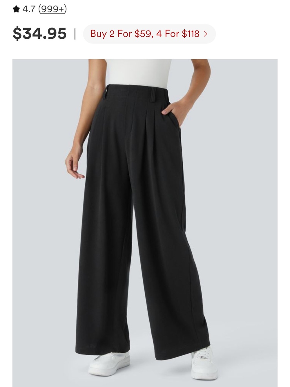 HALARA Black Wide-Leg High-Waist Pants (Long)